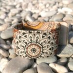Ovratnica za hrte rjava mandala širina 5 cm obseg 30-42cm