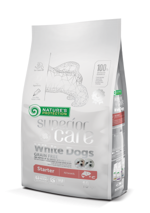 Nature's Protection Superior Care White Dogs – Za bele mladiče in doječe samice – Losos 10 kg