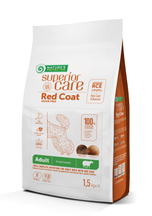 Nature's Protection Superior Care Red Coat – Za odrasle pse malih pasem z rdečo dlako – Jagnjetina 10 kg