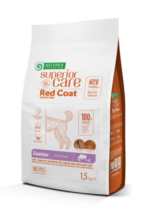 Nature's Protection Superior Care Red Coat Junior – Za mlade pse malih pasem z rdečo dlako – Losos 10 kg